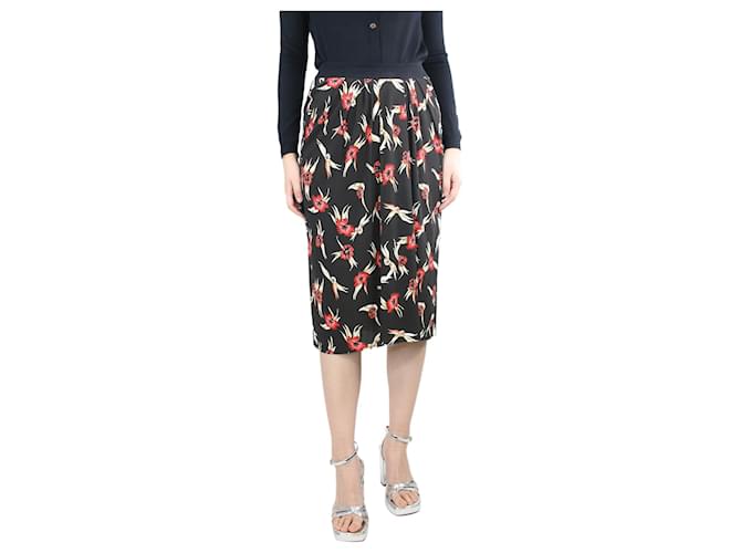 Isabel Marant Black floral-printed midi skirt - size UK 8 Viscose  ref.1314221