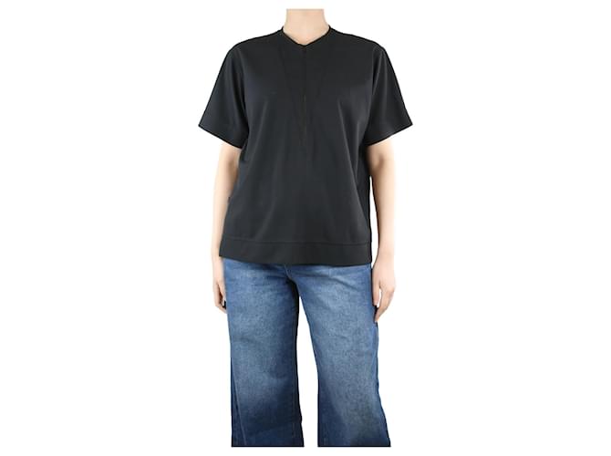 Balenciaga Black short-sleeved front zipped top - size S Polyamide  ref.1314225