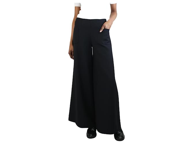 Autre Marque Black wide-leg pocket trousers - size UK 6 Wool  ref.1314233