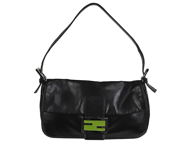 Fendi Black leather baguette bag  ref.1314234