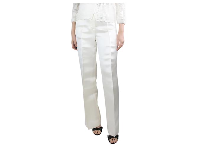 The row Cream silk wide-leg trousers - size UK 10  ref.1314240