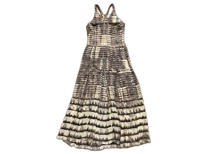 Autre Marque Caractère Sommer Maxikleid aus Viskose Braun Beige Grau