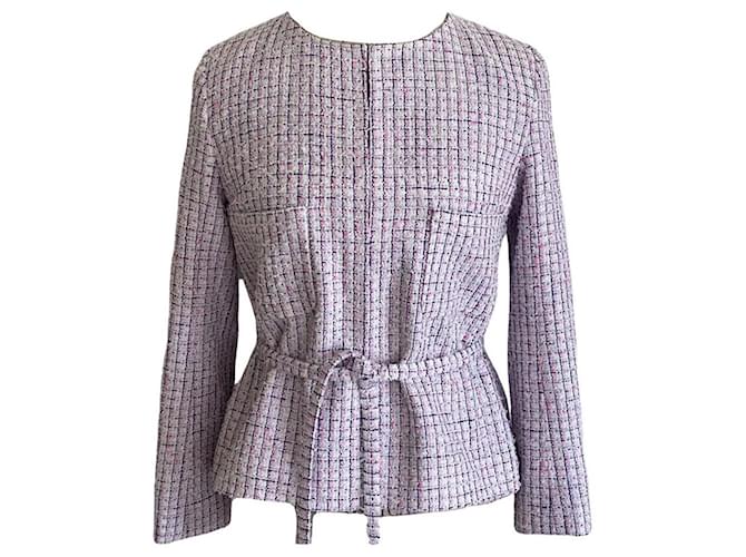 Chanel Chaqueta de tweed con botones y cinturón por 8,000 dólares. Multicolor  ref.1314259