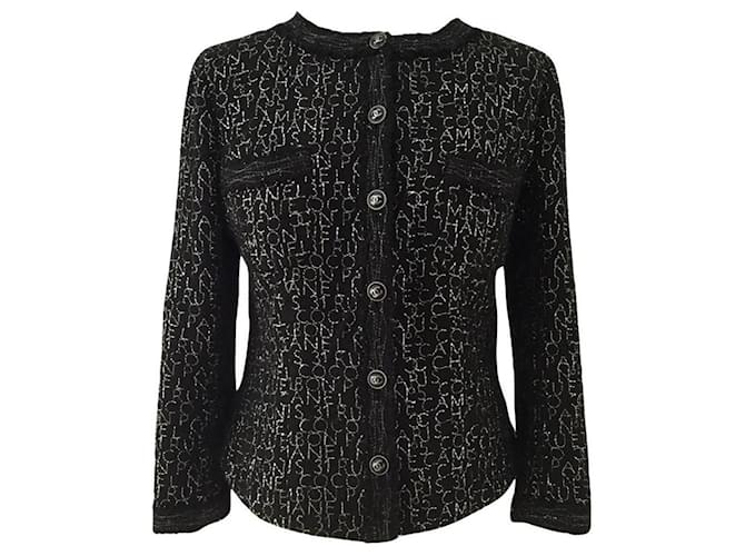 Chanel Jaqueta de tweed preta com logotipo CC da Rue Cambon 31 rara. Preto  ref.1314263