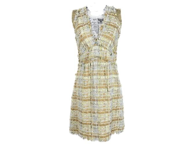 Chanel Neues Tweed-Kleid mit Schleife in Beige  ref.1314266