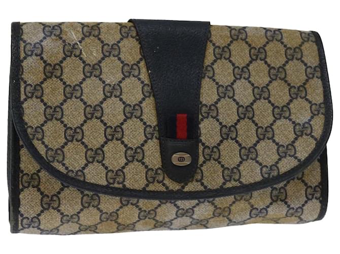 GUCCI GG Supreme Sherry Line Clutch Bag PVC Navy Red 89 01 030 Auth th4694 Navy blue  ref.1314307