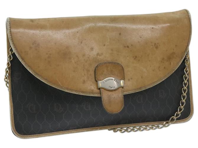 Christian Dior Honeycomb Canvas Chain Shoulder Bag PVC Black Auth bs12883  ref.1314318