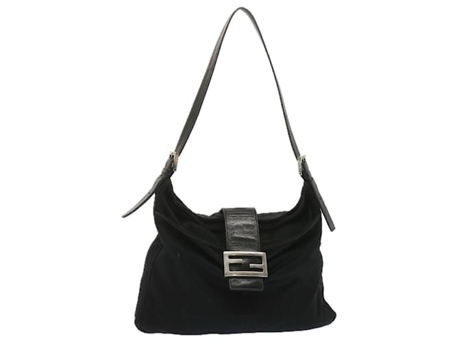 FENDI Mamma Baguette Shoulder Bag Nylon Black Auth bs12642  ref.1314342