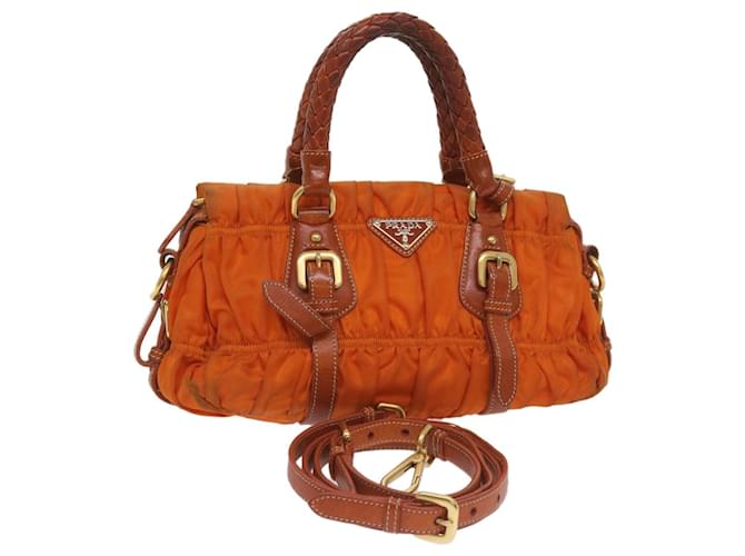 Prada Hand Bag Nylon 2way Orange Auth bs12509  ref.1314408