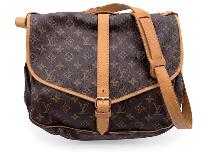 Louis Vuitton Crossbody Bag Vintage Saumur Brown Cloth  ref.1314742