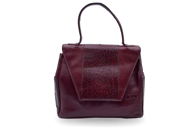 Gianni Versace Handbag Vintage Dark red Leather  ref.1314762