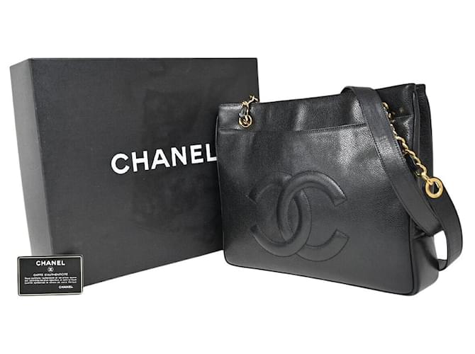 Chanel Logo CC Black Leather  ref.1314812