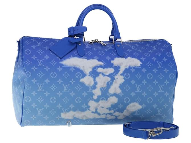 Louis Vuitton Keepall Bandouliere 50 Blau Leinwand  ref.1314881