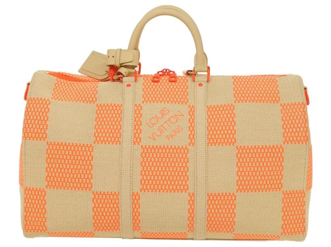 Louis Vuitton Keepall Bandouliere 50 Arancione Tela  ref.1314887