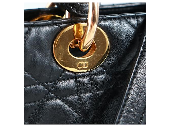 Lady Dior Borse DIOR T.  Leather Nero Pelle  ref.1315042