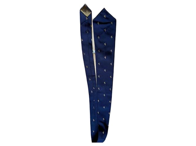 Hermès Corbatas Azul oscuro Seda  ref.1315063