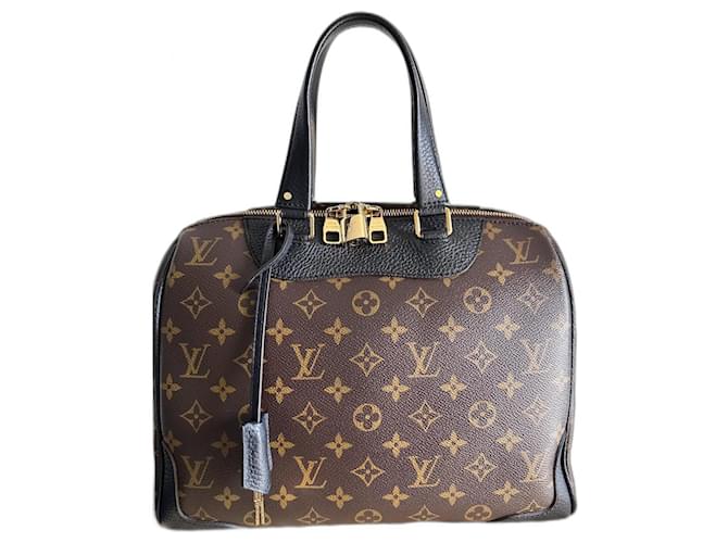 Borsa Louis Vuitton modello Retiro in monogram e pelle nera Marrone Tela  ref.1315081