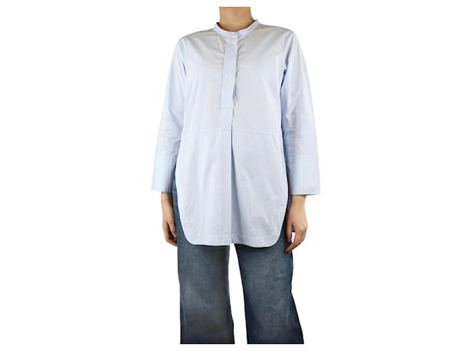 Jil Sander Blouse chemise rayée bleu clair - taille UK 12 Coton  ref.1315118