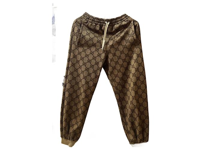 Gucci Pantalones, leggings Marrón claro Poliéster  ref.1315140