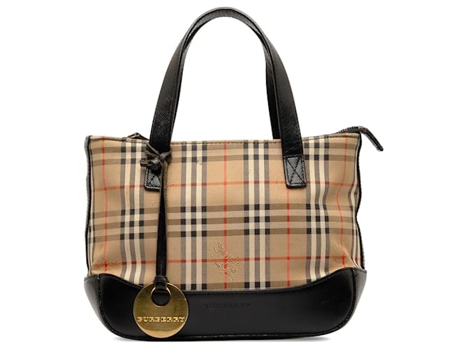 Burberry Brown Haymarket Check Handbag Beige Cloth Cloth  ref.1315147