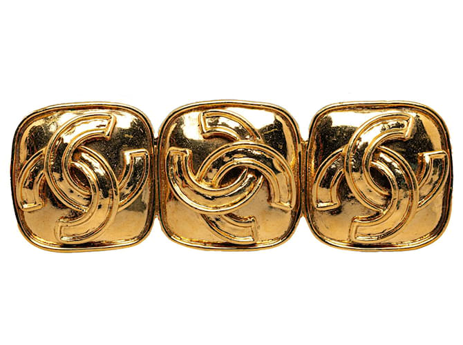 Broche Chanel Gold Triplo CC Dourado Metal Banhado a ouro  ref.1315151