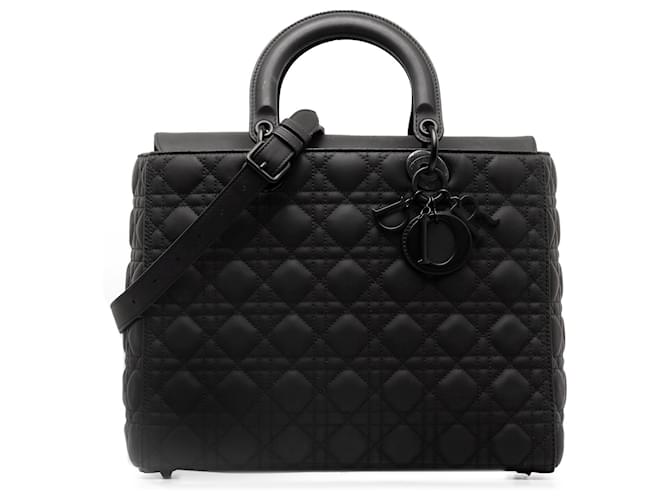 Dior Black Large Cannage Ultra Matte Lady Dior Leather Pony-style calfskin  ref.1315169