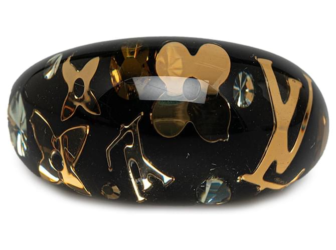 Louis Vuitton Black Crystal Inclusion Resin Ring Plastic  ref.1315178