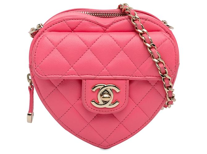 Bolso bandolera Chanel Pink Mini CC in Love Heart Rosa Cuero  ref.1315193