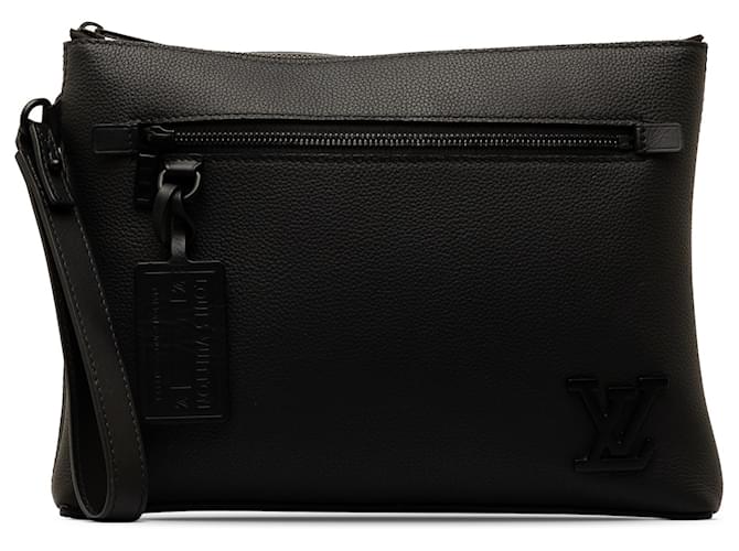 Pochette de décollage aérogramme noire Louis Vuitton Cuir Veau façon poulain  ref.1315194