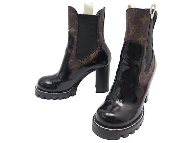 LOUIS VUITTON SHOES STAR TRAIL CHELSEA MONOGRAM ANKLE BOOTS 36 LOW BOOTS Leather  ref.1315229