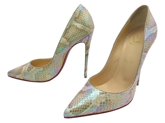 NEW CHRISTIAN LOUBOUTIN SHOES 38 So kate 120 PYTHON MERMAID Multiple colors Exotic leather  ref.1315236