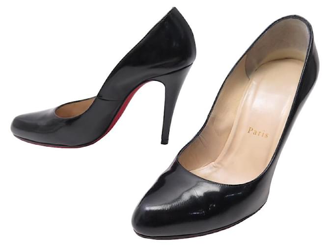 ZAPATOS DE TACÓN SIMPLES DE CHRISTIAN LOUBOUTIN 100 37.5 Zapatos de tacón de cuero negros  ref.1315285