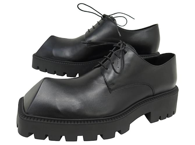 NEW BALENCIAGA DERBY RHINO SHOES 755665 41 BLACK LEATHER + SHOES BOX  ref.1315290