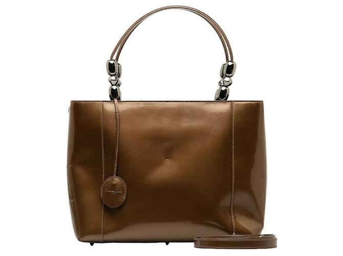 Sac à main en cuir verni Dior Malice Sac à main en cuir en bon état Marron  ref.1315329