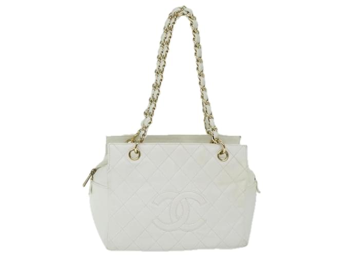 Classique Chanel shopping Cuir Blanc  ref.1315453