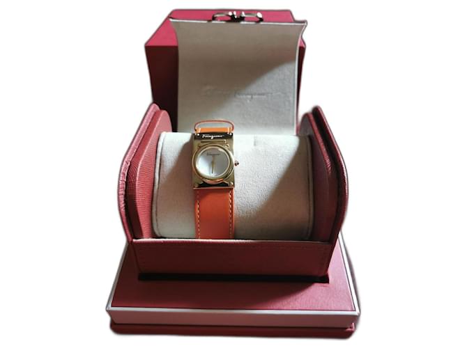 Salvatore Ferragamo Edle Uhren Orange Leder  ref.1315531