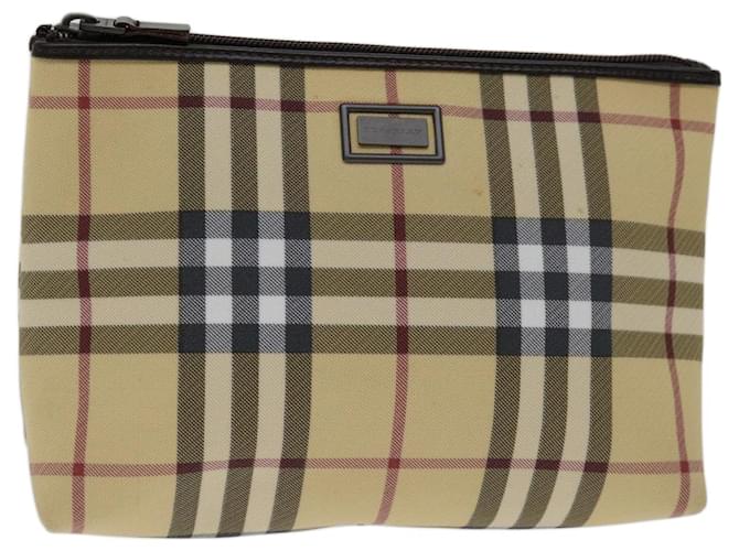 BURBERRY Nova Check Pouch Coated Canvas Beige Auth yk11343 Cloth  ref.1315734