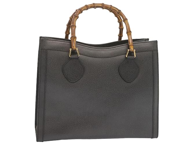 GUCCI Bamboo Tote Bag Cuir Gris Auth ep3668  ref.1315745