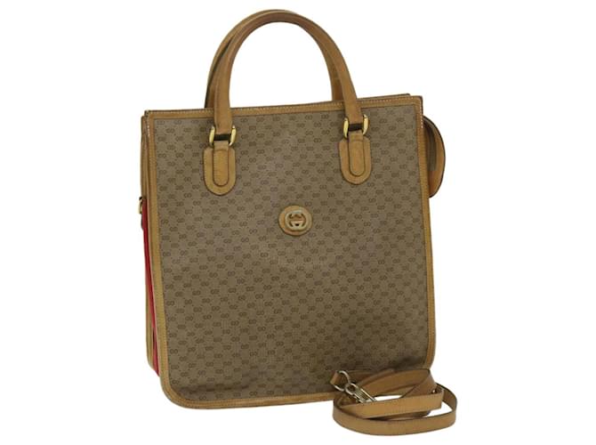 GUCCI Micro GG Supreme Web Sherry Line Hand Bag PVC Leather Beige Auth ar11547  ref.1315746