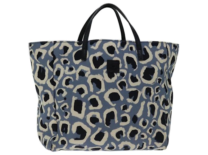 GUCCI Leopard Hand Bag Canvas Blue 284721 Auth bs12925 Cloth  ref.1315764