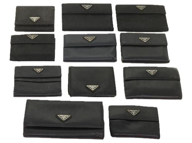 PRADA Wallet Leather nylon 11 pieces Black Auth bs12980  ref.1315782