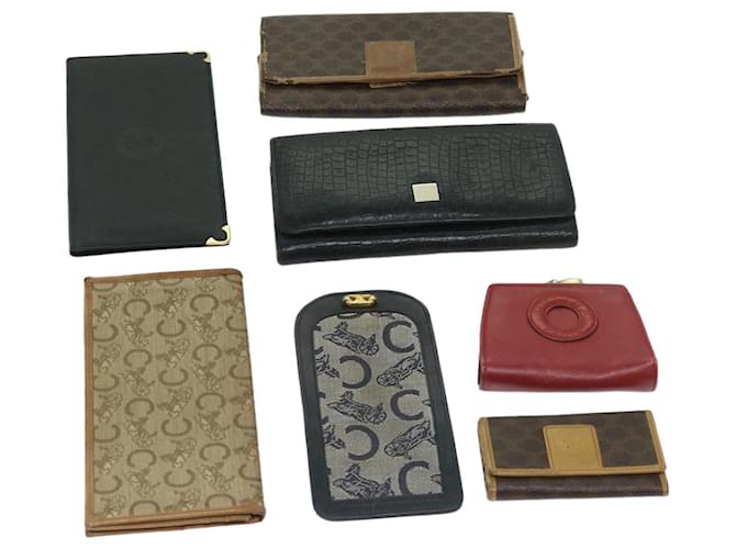Céline CELINE Macadam Canvas Pouch Key Case Wallet Leather 6Set Beige Auth bs12965 Black Red  ref.1315813