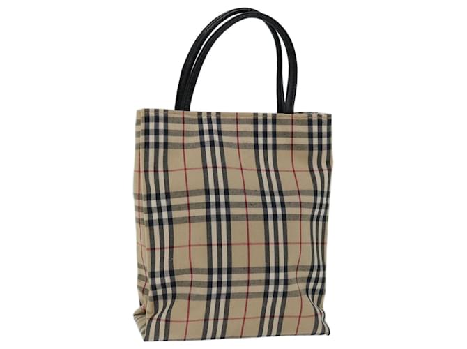 BURBERRY Nova Check Hand Bag Canvas Beige Auth bs12605 Cloth  ref.1315827