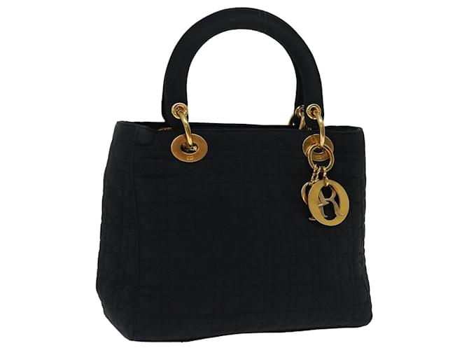 Christian Dior Lady Dior Canage Hand Bag Nylon Black Auth yk11255  ref.1315846