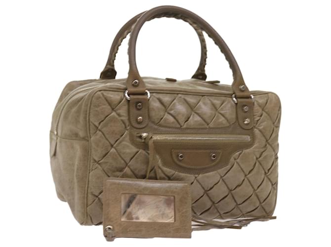 BALENCIAGA The Matelasse Hand Bag Leather Beige 168031 Auth ki4268  ref.1315859