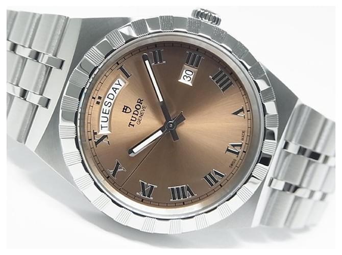 Autre Marque TUDOR Royal Day-Date 41 MM Salmon pink 28600 Mens Silvery Steel  ref.1315866