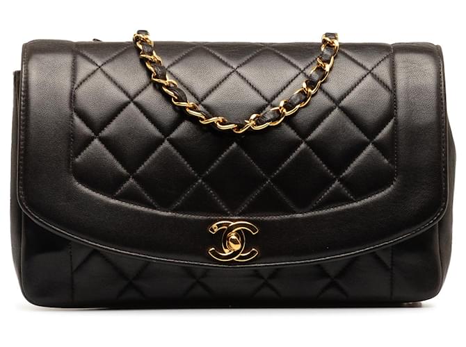 Diana CHANEL Handbags Black Leather  ref.1315990