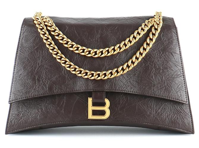 BALENCIAGA Handbags Crush Brown Leather  ref.1316022