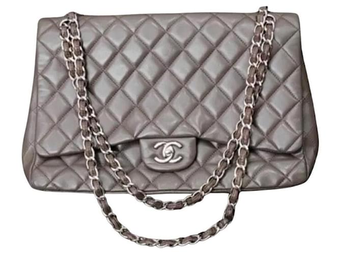 Chantal Thomass Chanel Brown Quilted Leather Jumbo Classic Single Flap Bag  ref.1316122