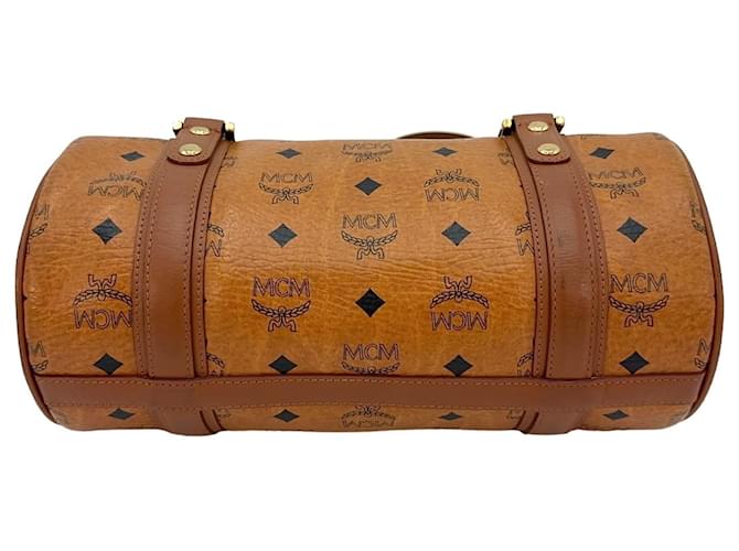 MCM Papillon handbag purse tote bag cognac logo print bag  ref.1316160